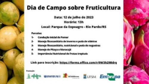 Frutas tropicais serão destaque em Dia de Campo sobre Fruticultura em Rio Pardo